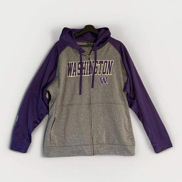 Washington Huskies Men's XL Hoodie Sweatshirt Full Zip Embroidered Champion - Picture 1 of 9
